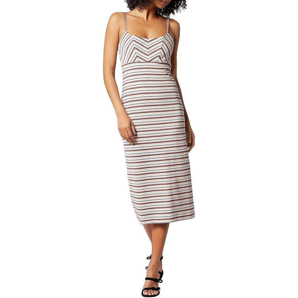 Soft Joie Laurel Womens Linen‎ Blend Knee Midi Dress Gray Lilac Multi Size XS